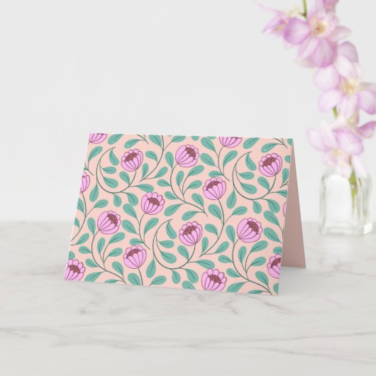 ピンクはっきりした花模様 カード (蘭)