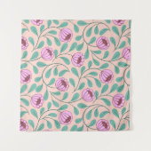 ピンクはっきりした花模様 タペストリー (正面(横))