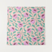 ピンクはっきりした花模様 タペストリー (正面)