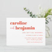 ピンクはっきりした赤チェッカーボードオールインワン結婚ズ 招待状 (スタンド正面)