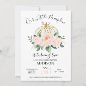 ピンクはっきりした金ゴールドフローラカボチャ誕生日招待状 招待状 (正面)