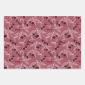 ピンクはっきりした&さくらんぼレッド&ターコイズガーリーさくらんぼ ラッピングペーパーシート (正面)