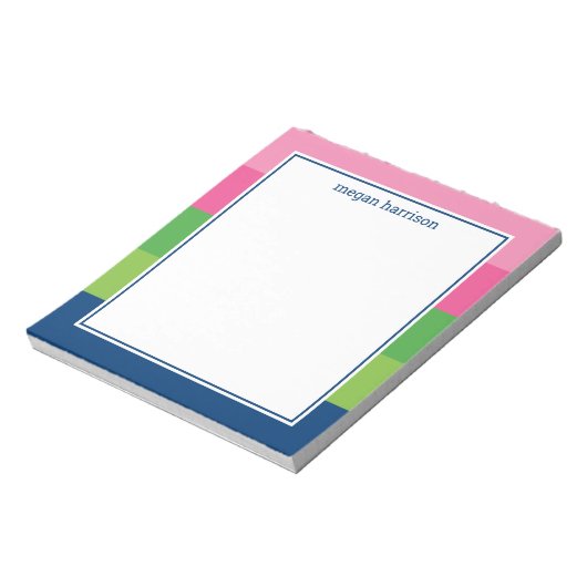 ピンクはっきりした、グストライプリーン、ネイビーのノートパのグラフィック ノートパッド (回転)