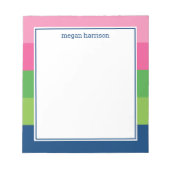 ピンクはっきりした、グストライプリーン、ネイビーのノートパのグラフィック ノートパッド (正面)