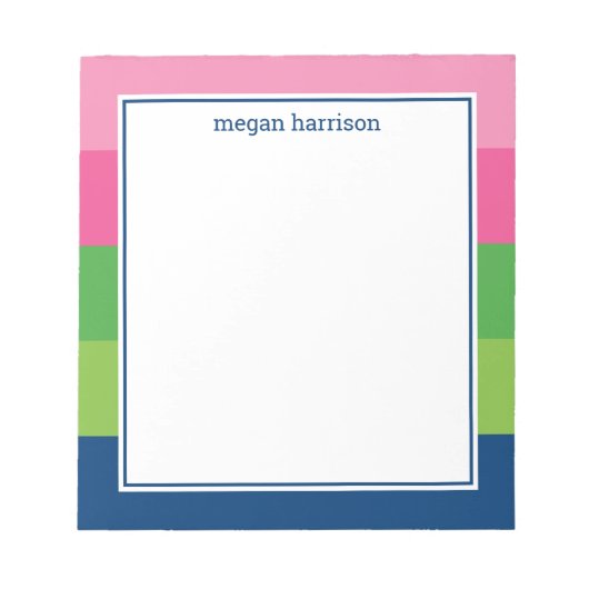 ピンクはっきりした、グストライプリーン、ネイビーのノートパのグラフィック ノートパッド (正面)