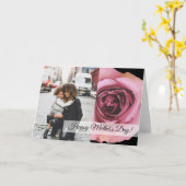 ピンクはっきりした&パープル春バラ母の日 カード (黄色い花)