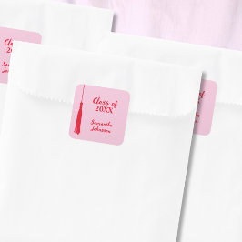 ピンクはっきりした&レッド2024グラッドタッセル卒業 スクエアシール