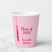 ピンクはっきりした&レッド2024グラッドタッセル卒業 紙コップ (正面)