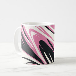 ピンクはっきりした、白黒の抽象芸術フロー コーヒーマグカップ
