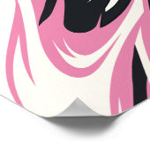 ピンクはっきりした、白黒の抽象芸術フロー ポスター (角)