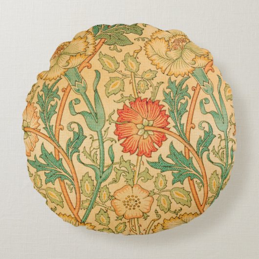 ピンクはウィリアム・モリスによって上がり、 ラウンドクッション (正面)