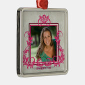 ピンクはオーナメント写真フレームのsweet sixteenの渦巻きます メタルオーナメント (右)
