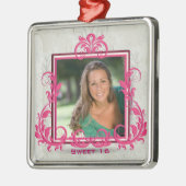 ピンクはオーナメント写真フレームのsweet sixteenの渦巻きます メタルオーナメント (左)
