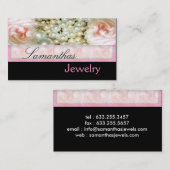 ピンクはジュエリーの名刺を真珠で飾ります 名刺 (正面/裏面)