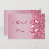 ピンクはスパンコールの弓を印刷しました及びダイヤモンドは感謝していしています サンキューカード (正面/裏面)