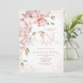 ピンクは彼女はonederful 1番目の誕生日の花ではない 招待状 (スタンド正面)