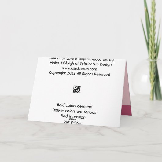 ピンクは愛 カード (裏面)