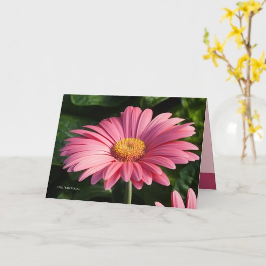 ピンクは愛 カード (黄色い花)