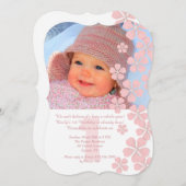 ピンクは招待状写真の活気付きます 招待状 (正面/裏面)