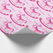 ピンクは揺り木馬の第2誕生日パターン覆いを示しました ラッピングペーパー (角)