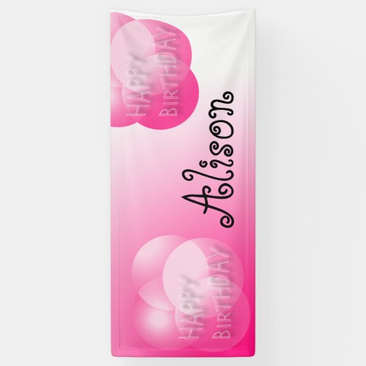 ピンクは旗ハッピーバースデーの泡立ちます 横断幕 (縦)