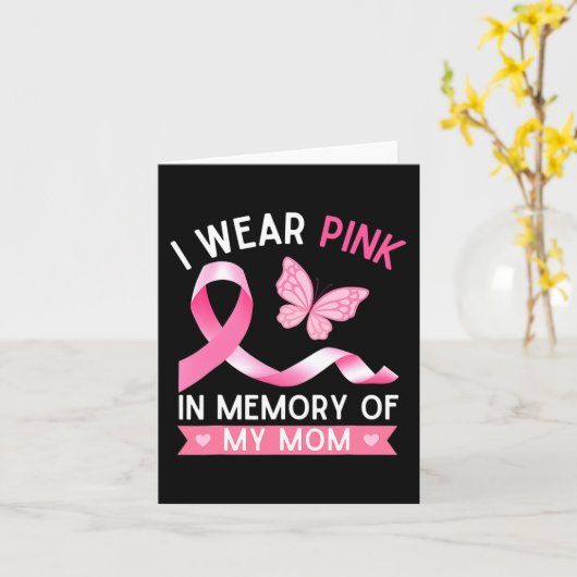 ピンクは母を思い出して着る 乳がんを覚えて カード (黄色い花)