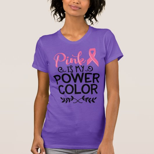 ピンクは私のパワーカラーの女性Tシャツ Tシャツ (正面)