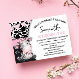 ピンクは第2の誕生日の牛の声を聞いたことがある 招待状