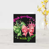 ピンクは緑の面白いハロウィーンの魔女と良く行く カード (黄色い花)