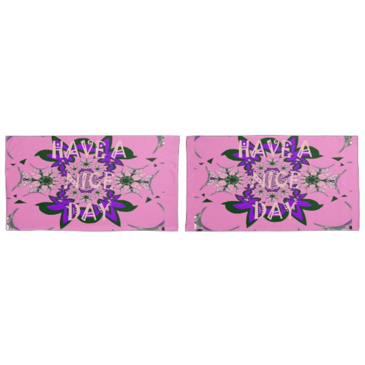 ピンクは良い日と良い夜のデザインアート 枕カバー (正面-セット)