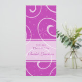 ピンクは花嫁の昼食会の招待状カード渦巻きます 招待状 (スタンド正面)