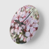 ピンクは赤い茎。 ラウンド壁時計 (傾斜)