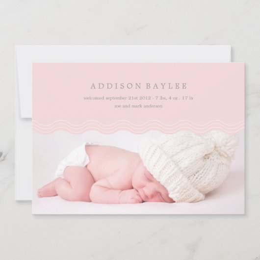 ピンクは%PIPE%の誕生の発表を振ります 案内状 (正面)