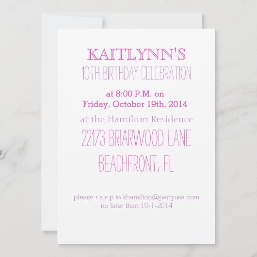 ピンクはoのハートの体育専門家を区分します 招待状 (裏面)