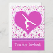 ピンクはoのハートの体育専門家を区分します 招待状 (正面/裏面)