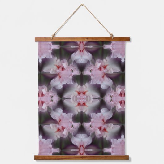ピンクひげアイリスフラワー抽象芸術 吊り下げ型タペストリー (正面)
