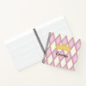 ピンクひし形チェック名パーソナライズされたプリンセス ノートブック (内部)