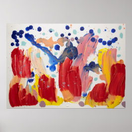 ピンクふわふわのユニコーン踊りオンレインボー ポスター