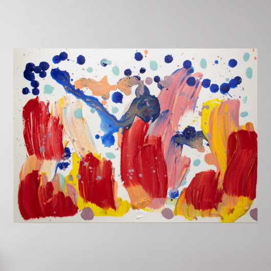 ピンクふわふわのユニコーン踊りオンレインボー ポスター (正面)