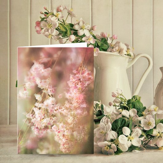 ピンクぼやけの枝垂れ柳空白の カード