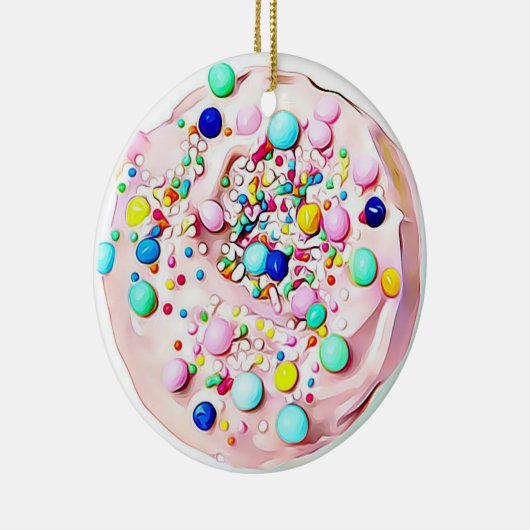 ピンクまきクッキーおいしい食べ物クリスマス セラミックオーナメント (右)