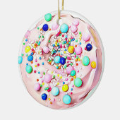 ピンクまきクッキーおいしい食べ物クリスマス セラミックオーナメント (左)