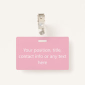 ピンクまたはカスタム任意の色こんにちは バッジ (裏面クリップ)