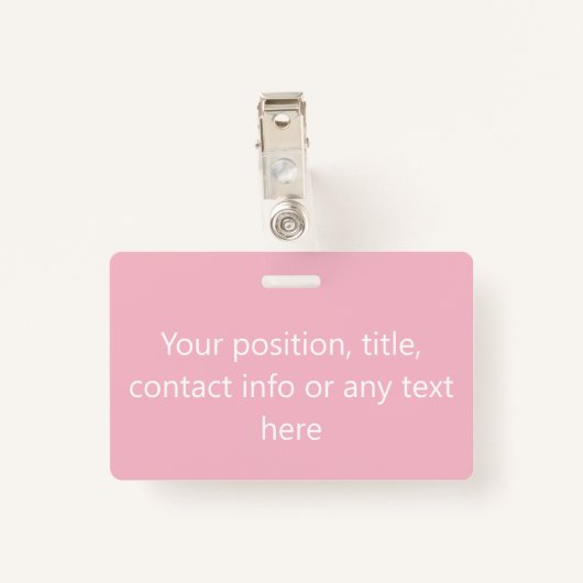 ピンクまたはカスタム任意の色こんにちは バッジ (裏面クリップ)