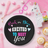 ピンクまたはブルーがベビー性リビールに興奮 ペーパープレート (パーティー)