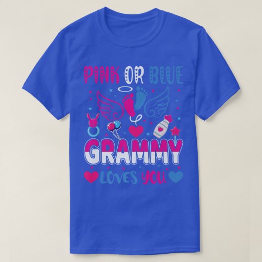 ピンクまたはブルーのグラミー愛あなたベビー性発現P Tシャツ (デザイン正面)