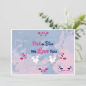 ピンクまたはブルーのタイダイジェンダー発表招待状 招待状 (スタンド正面)