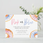 ピンクまたはブルーのドーナツの赤ちゃんシャワー 案内状 (スタンド正面)