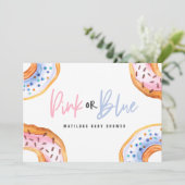 ピンクまたはブルーのドーナツの赤ちゃんシャワー 案内状 (スタンド正面)