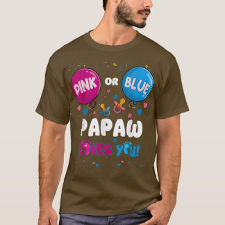 ピンクまたはブルーのバルーンPapaw愛する性別 Tシャツ